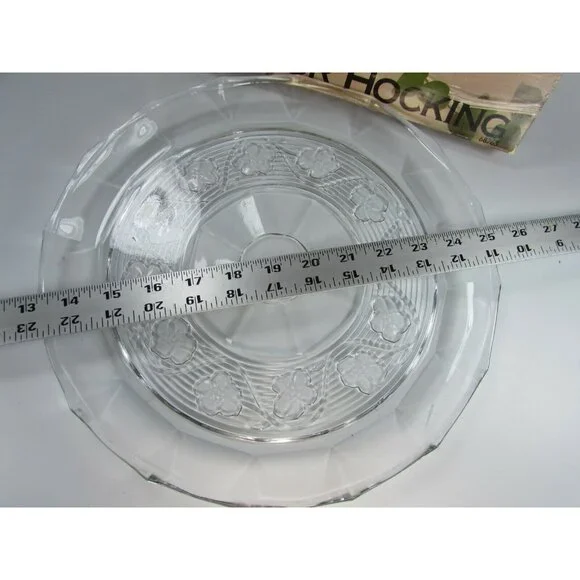 Anchor Hocking Avalon Clear Glass Round 12" Platter Floral Embossed 30903 - Picture 3 of 3